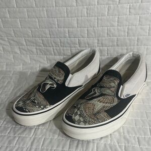 Vans Black and White Snake Graphic Slip-Ons